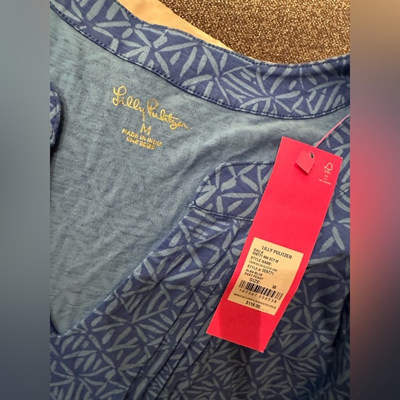 NWT Lilly Pulitzer Sz M Fairfax 3/4 Sleeve Cotton Dress in Blue - New With Tags - Picture 7 of 11